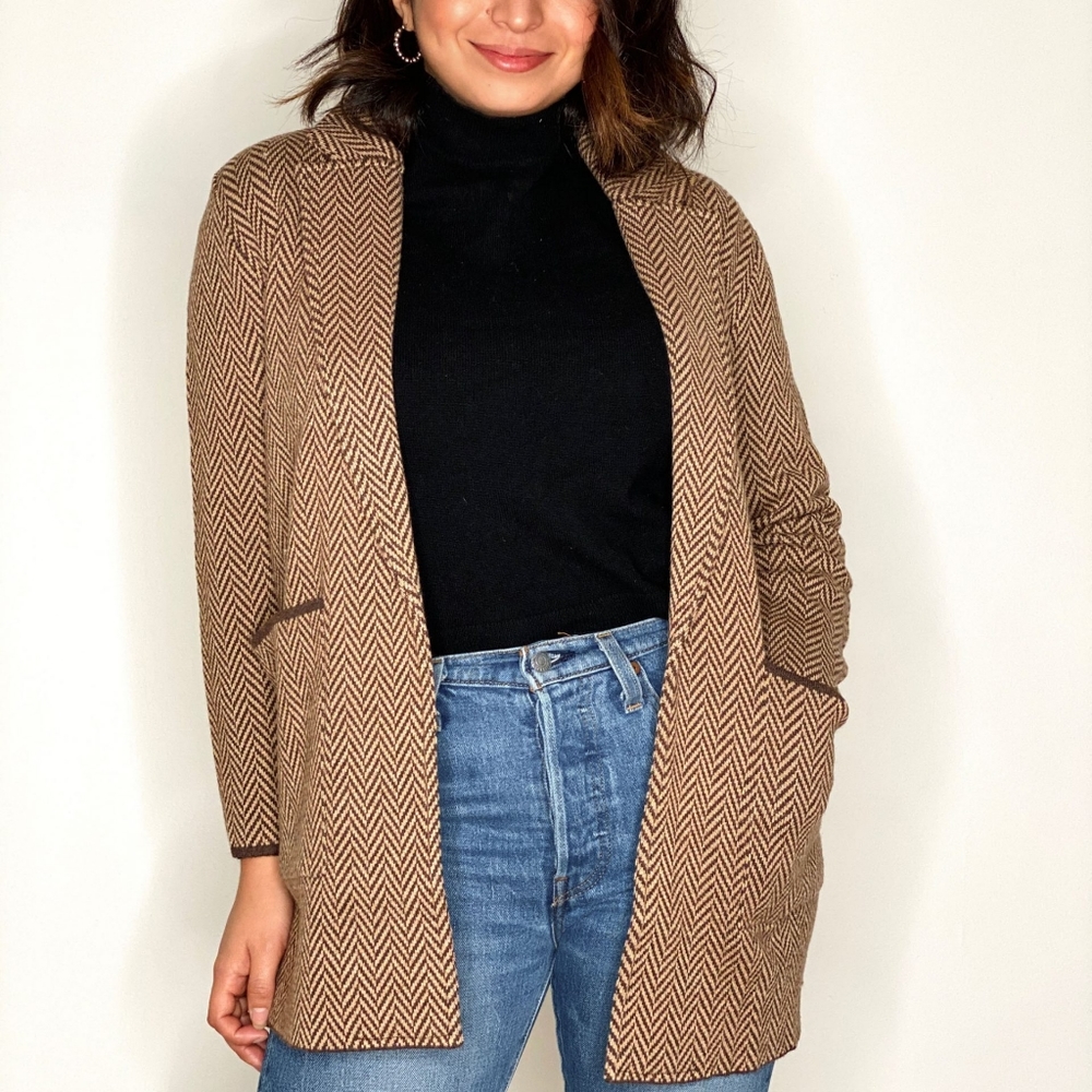 NWOT J.Crew Sophie Open-Front Sweater-Blazer in Chevron
